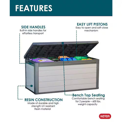 150 Gal. Resin Large Durable Grey Deck Box