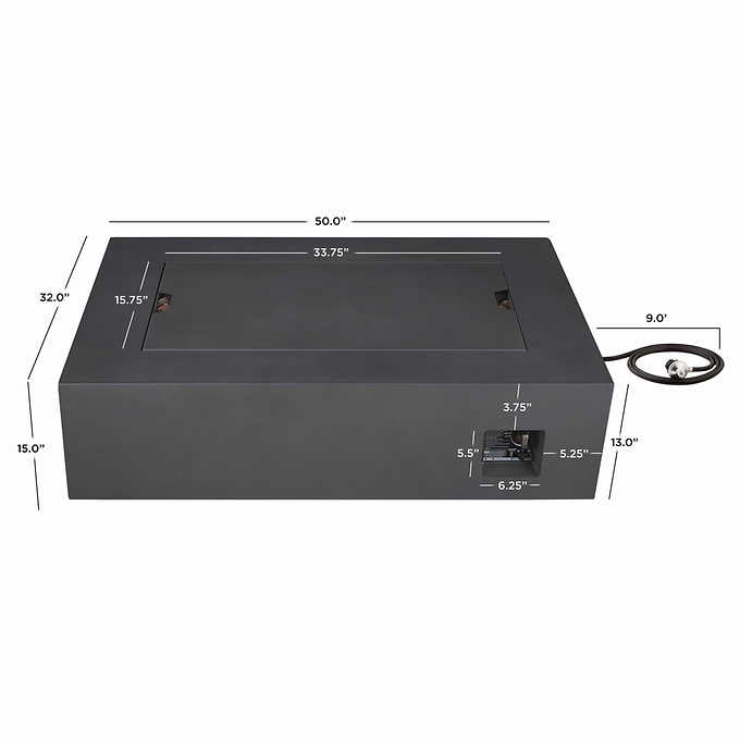 Real Flame Monaco 50" Rectangle Steel Propane or Natural Gas Fire Pit Table