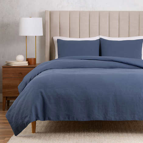 WelHome Cotton Linen Relaxed Duvet Cover, 3-piece Set - Thumbnail 2