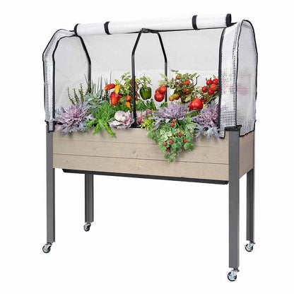 Self-Watering Elevated Spruce Planter with Greenhouse & Bug Cover