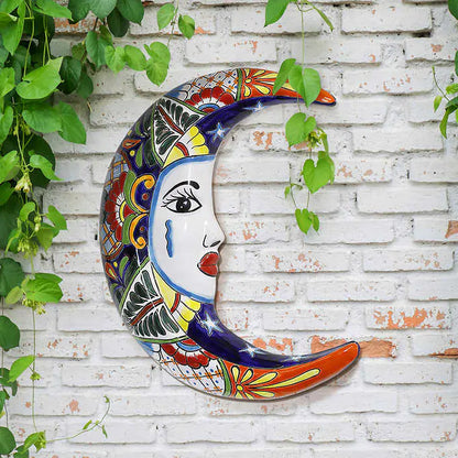 Talavera Style La Luna Ceramic Wall Art