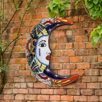 Talavera Style La Luna Ceramic Wall Art
