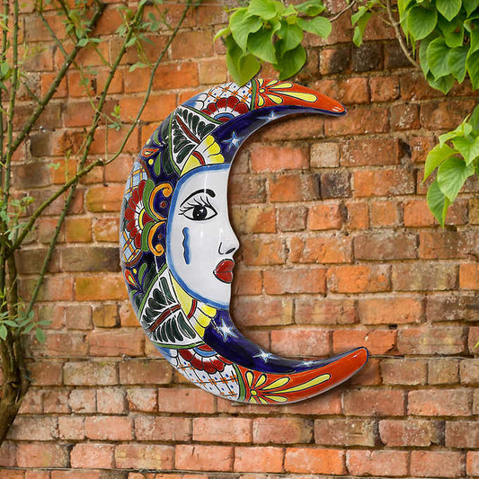 Talavera Style La Luna Ceramic Wall Art