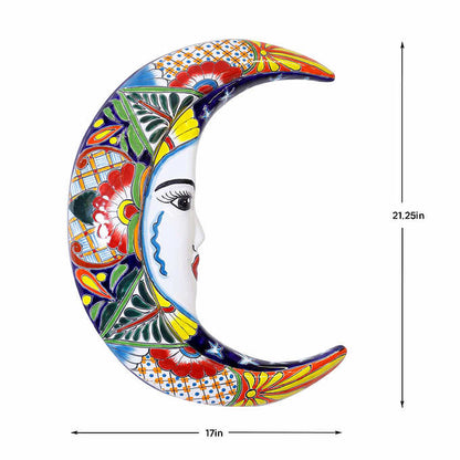 Talavera Style La Luna Ceramic Wall Art