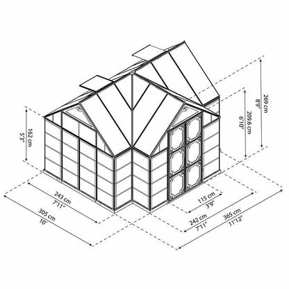 Palram Canopia Victory Orangery 10'x12' Greenhouse and Solarium w/Auto Vent Kit