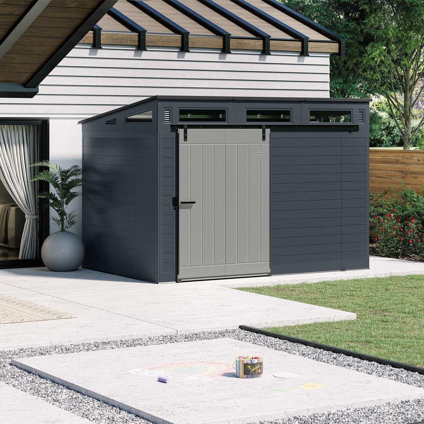 Suncast Modernist 10ft x 7ft. Sliding Door Storage Shed