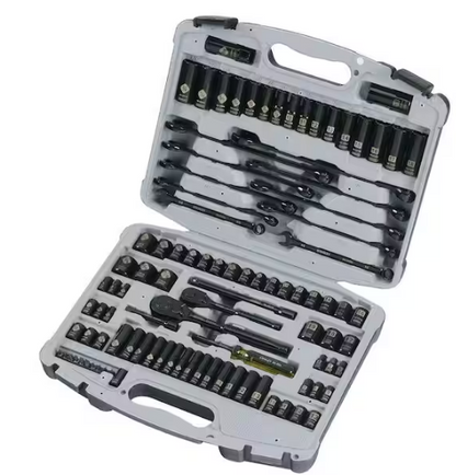 1/4 in. & 3/8 in. Drive Black Chrome Laser Etched SAE & Metric Mechanics Tool Set