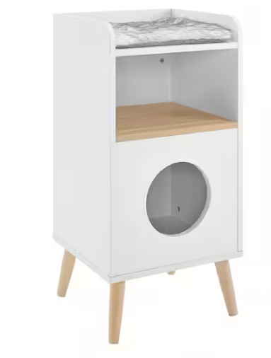 Becky 32 in. White Cat Tree Bookshelf