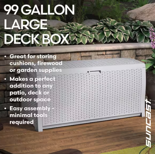 99 Gal. Weather Resistant Plastic Resin Deck Box