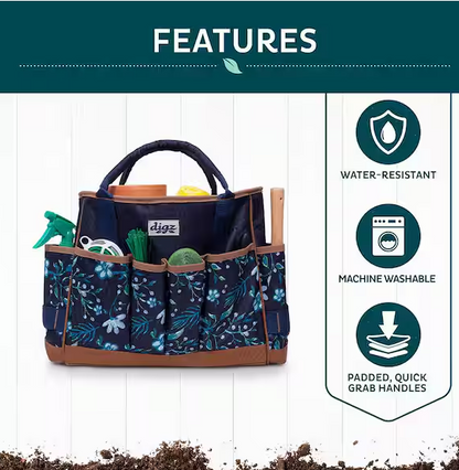 Women's 1-Size Gardening Tool Tote with 17 Pockets