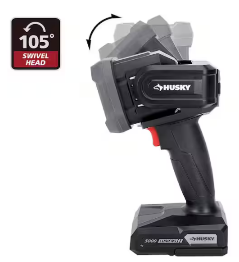 5000-Lumens Hybrid Power Swivel Rechargeable Spotlight