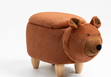 Brown Bear Animal Storage Kids Ottoman