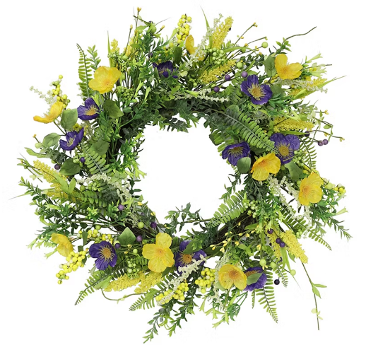 24" Artificial Spring Mixed Floral Wreath