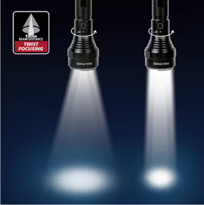 Dual Power Focusing Aluminum Rechargeable Flashlight