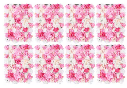 8-Piece Silk Artificial Rose Flower Wall Panels