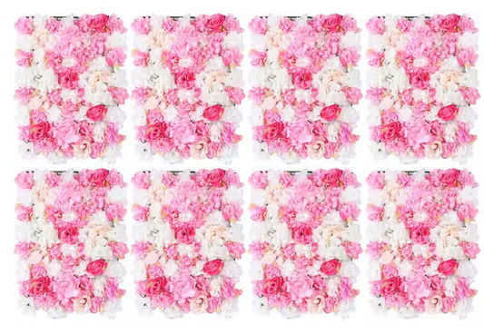 8-Piece Silk Artificial Rose Flower Wall Panels