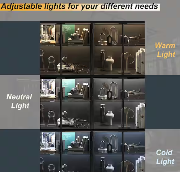 Black Wood 55.1 in. W Glass Door Display Cabinets