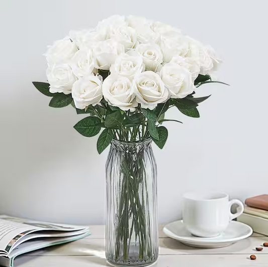 20 in. White Faux Bridal Shower with Stems