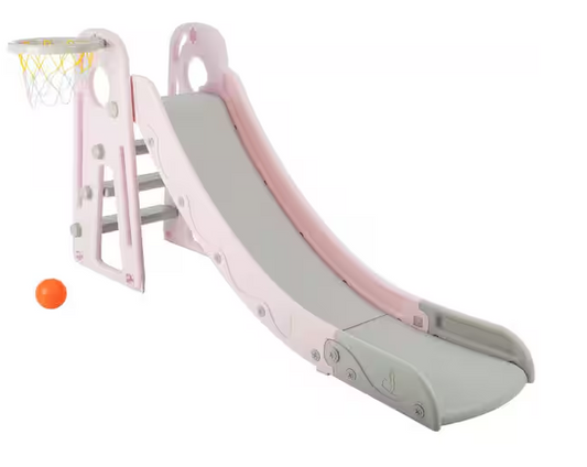 Toddler Slide with Basketball Hoop, Pink