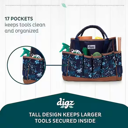 Women's 1-Size Gardening Tool Tote with 17 Pockets