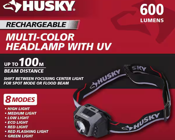 600 Lumens Dual Power Rechargeable Headlight