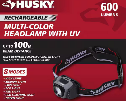600 Lumens Dual Power Rechargeable Headlight