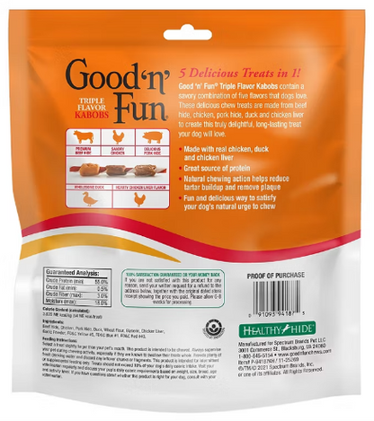 Triple Flavor Kabobs Rawhide Dog Treats, 24 oz./36 ct.