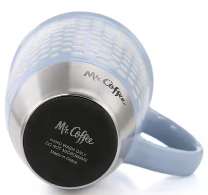 15 oz. Blue Stoneware and Stainless Steel Travel Mug