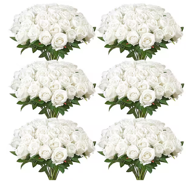 20 in. White Faux Bridal Shower with Stems