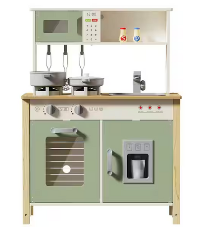 Wooden Play Kitchen Set with Lights and Sounds