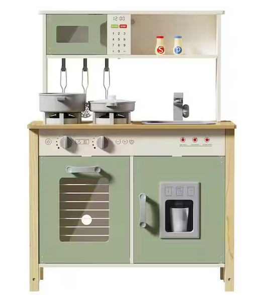Wooden Play Kitchen Set with Lights and Sounds
