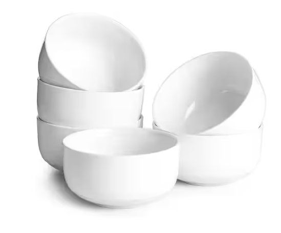 White Ceramic Bowl Kitchen Soup and Cereal Bowls Set