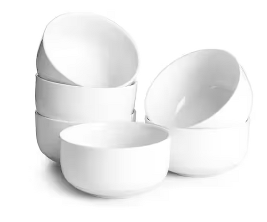 White Ceramic Bowl Kitchen Soup and Cereal Bowls Set