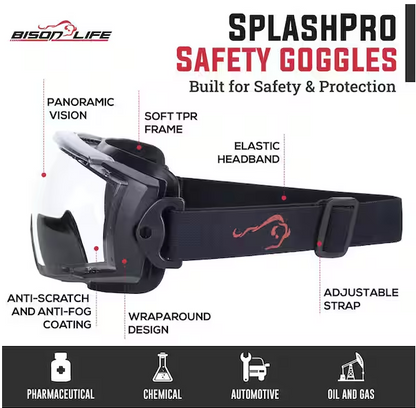 SplashPro Safety Goggles Over Glasses