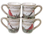 Holly and Ivy 4-Piece Multi-Colored 18 oz. Earthenware Mug Set