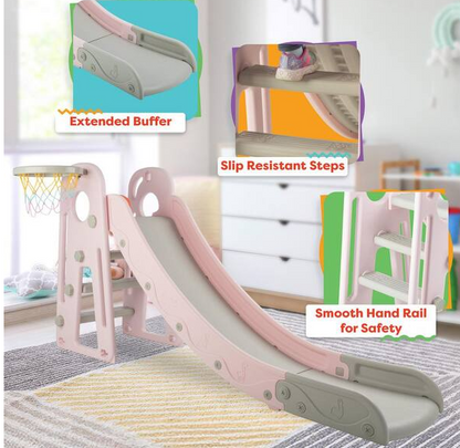 Toddler Slide with Basketball Hoop, Pink