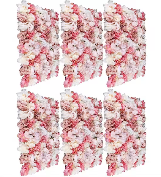 White and Pink Artificial Rose Flower Wall Panel