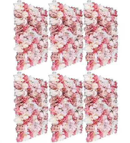 White and Pink Artificial Rose Flower Wall Panel