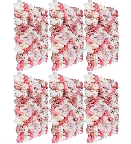 White and Pink Artificial Rose Flower Wall Panel