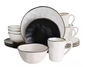 16-Piece Stoneware Dinnerware Set in Assorted Matte with Gold Rim