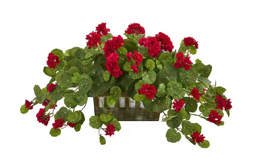Indoor Geranium Artificial Plant in Decorative Planter