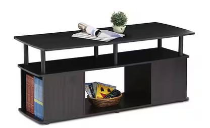 48 in. Blackwood Large Rectangle Wood Coffee Table with Shelf