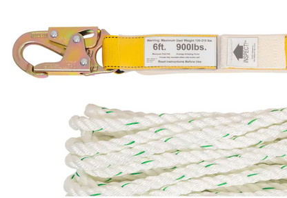 50 ft. Fall Protection Rope Lifeline with Lanyard