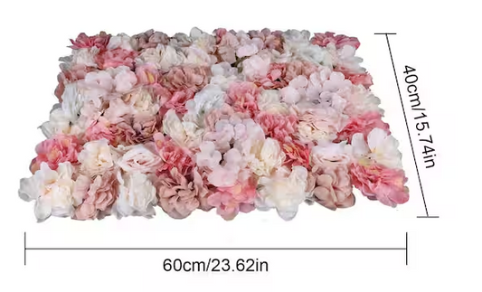 White and Pink Artificial Rose Flower Wall Panel