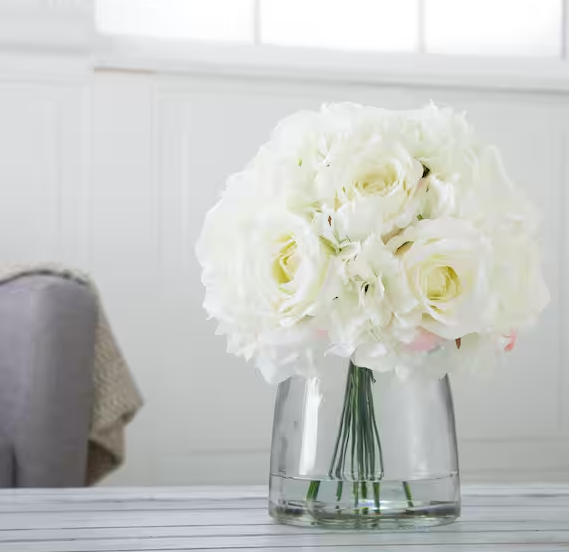 Artificial Hydrangea and Rose Floral Cream Arrangement