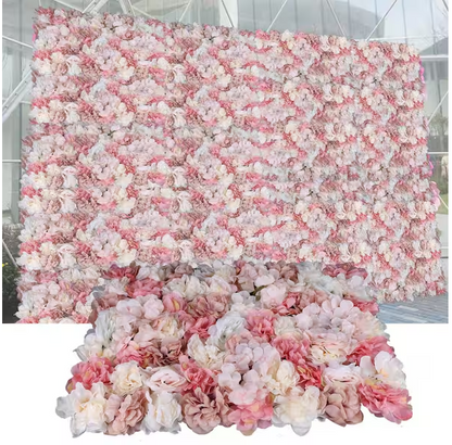 White and Pink Artificial Rose Flower Wall Panel