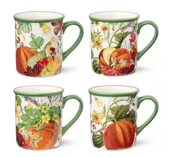 Harvest Fields Multicolored Ceramic Mugs 18 oz. (Set of 4)