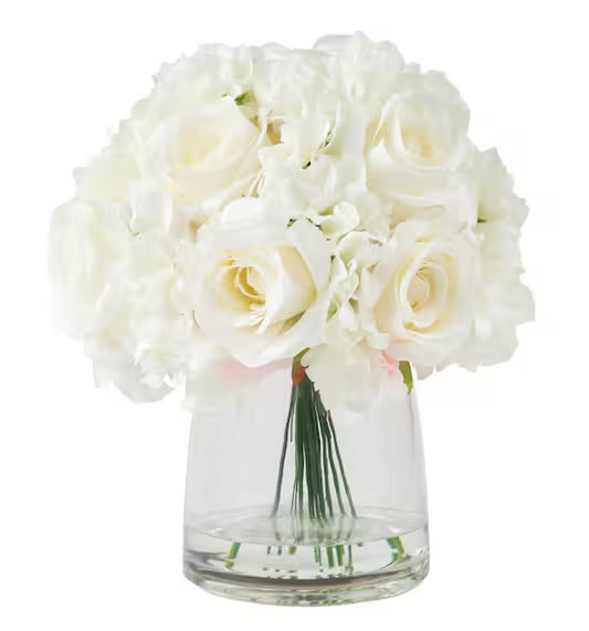 Artificial Hydrangea and Rose Floral Cream Arrangement