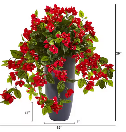 26 in. Bougainvillea Artificial Plant in Planter UV Resistant