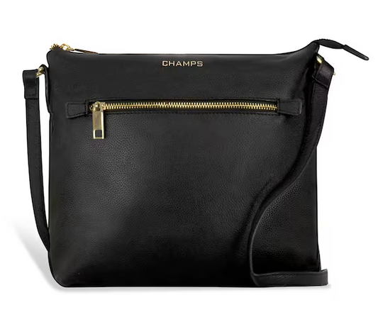 Black Leather Cross-Body Tote Bag